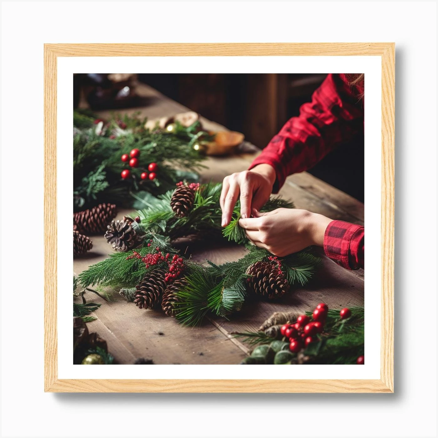Christmas Wreath Making 3 Art Print 7 Christmas Wreath Making 3 Art Print - Image 5
