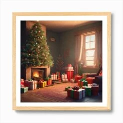 Christmas Tree In The Living Room 49 Art Print -Xmas Gifts Hub m2Fgen2Fart print square framed oak2Fe04b9a74 11dc 4041 b82b 072c8c59c44e