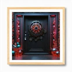 Christmas Door 157 Art Print -Xmas Gifts Hub m2Fgen2Fart print square framed oak2Fe05f2317 9b7d 4202 9018 9e68379fbe88