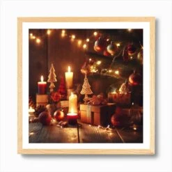 Christmas Tree With Candles 2 Art Print -Xmas Gifts Hub m2Fgen2Fart print square framed oak2Fe0b68a47 7550 44b7 a60c 3b2bfe9726d6