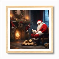 Christmas Santa 44 Art Print -Xmas Gifts Hub m2Fgen2Fart print square framed oak2Fe336cd66 d156 4d1a 80c9 628be0e1b1e3