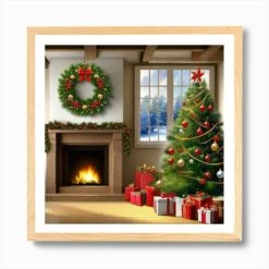 Christmas Tree 16 Art Print -Xmas Gifts Hub m2Fgen2Fart print square framed oak2Fe4ae07e2 a132 4bdd 9b84 3b6bdddda9d6