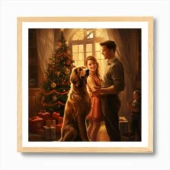 A Happy Family Standing Next To The Decorated Christmas Tree 5 Art Print -Xmas Gifts Hub m2Fgen2Fart print square framed oak2Fe522ee8c f27a 46a9 a0fc 26fdc635fb4f
