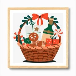 Christmas Basket Art Print -Xmas Gifts Hub m2Fgen2Fart print square framed oak2Feb03d796 c440 4b37 9571 2a3b8a59c283