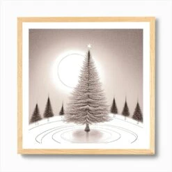Christmas Tree In The Snow Art Print -Xmas Gifts Hub m2Fgen2Fart print square framed oak2Fede1efd0 fef0 459b 8729 32c518137386