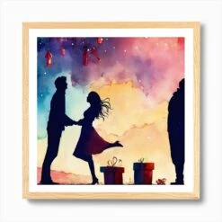 Christmas Couple Art Print -Xmas Gifts Hub m2Fgen2Fart print square framed oak2Ff326f302 9881 4a39 811d d1aa7571494b