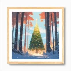 Christmas Tree In The Forest 20 Art Print -Xmas Gifts Hub m2Fgen2Fart print square framed oak2Ff5aa0c30 7905 4c0b adbd 9e7661cc1faa
