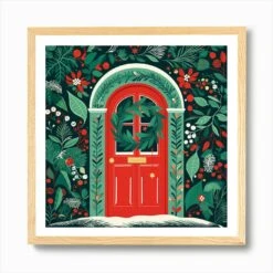 Christmas Door 6 Art Print -Xmas Gifts Hub m2Fgen2Fart print square framed oak2Ff864ee2f 5599 4384 bdcd 135f103ccd64