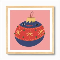 Christmas Ball Art Print -Xmas Gifts Hub m2Fgen2Fart print square framed oak2Ffa572c4f f98e 449c 822a 88ff6e1de10d