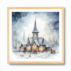Christmas Canvas In Watercolour Art Print -Xmas Gifts Hub m2Fgen2Fart print square framed oak2Ffae6468d fcd8 4d30 b347 57313777870d