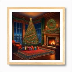 Christmas Tree In The Living Room 22 Art Print -Xmas Gifts Hub m2Fgen2Fart print square framed oak2Ffae6e209 2f0e 4f6f b4b7 a42b98f1eacb