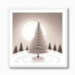 Christmas Tree In The Snow Art Print -Xmas Gifts Hub m2Fgen2Fart print square framed white2F029d91ae 5b75 48ce b7ee c15afc73ae44