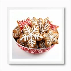 Christmas Cookies In A Bowl Art Print -Xmas Gifts Hub m2Fgen2Fart print square framed white2F061214d7 298f 49b2 805e cd1866e68402