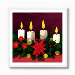 Christmas Candles With Poinsettia Art Print 11 Christmas Candles With Poinsettia Art Print -Xmas Gifts Hub m2Fgen2Fart print square framed white2F062bf252 1ecf 487d a3c8 1b85d0c2b852