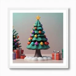 3d Christmas Tree Art Print -Xmas Gifts Hub m2Fgen2Fart print square framed white2F1b65ff70 6da2 4164 8417 19b5d782cca7