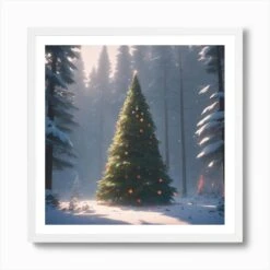 Christmas Tree In The Forest 124 Art Print -Xmas Gifts Hub m2Fgen2Fart print square framed white2F1c1cd5cd 3f28 4944 8def 7a96be57a51a