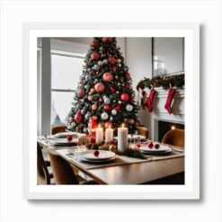 Christmas Table Setting 27 Art Print -Xmas Gifts Hub m2Fgen2Fart print square framed white2F1e6f6900 a670 42a4 b8b0 1420561afc7c