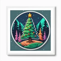 Christmas Tree 8 Art Print -Xmas Gifts Hub m2Fgen2Fart print square framed white2F2226b10d 1e55 4fd8 9b87 20f7f3a6a93b