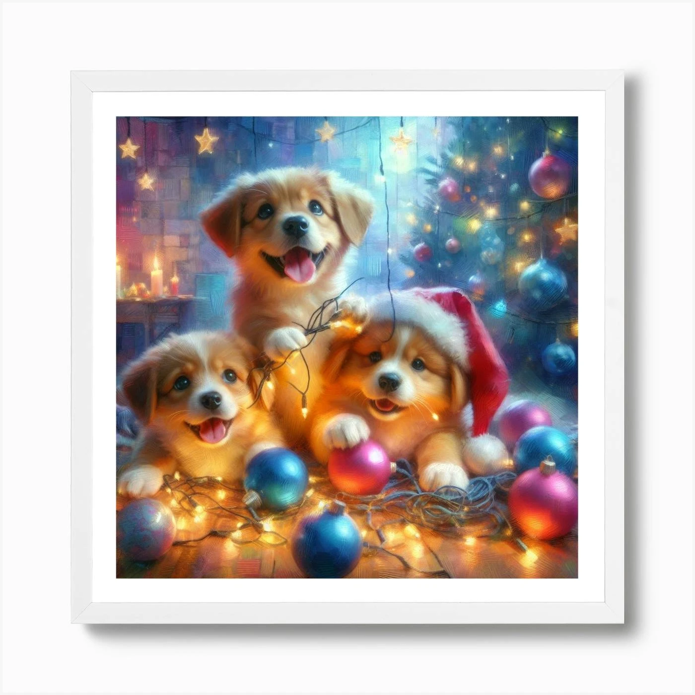 Christmas Puppies Art Print 6 Christmas Puppies Art Print - Image 4