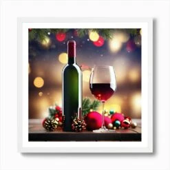 Christmas Wine 7 Art Print -Xmas Gifts Hub m2Fgen2Fart print square framed white2F235d50f0 6cff 40bd 94a7 d1f39943daa7
