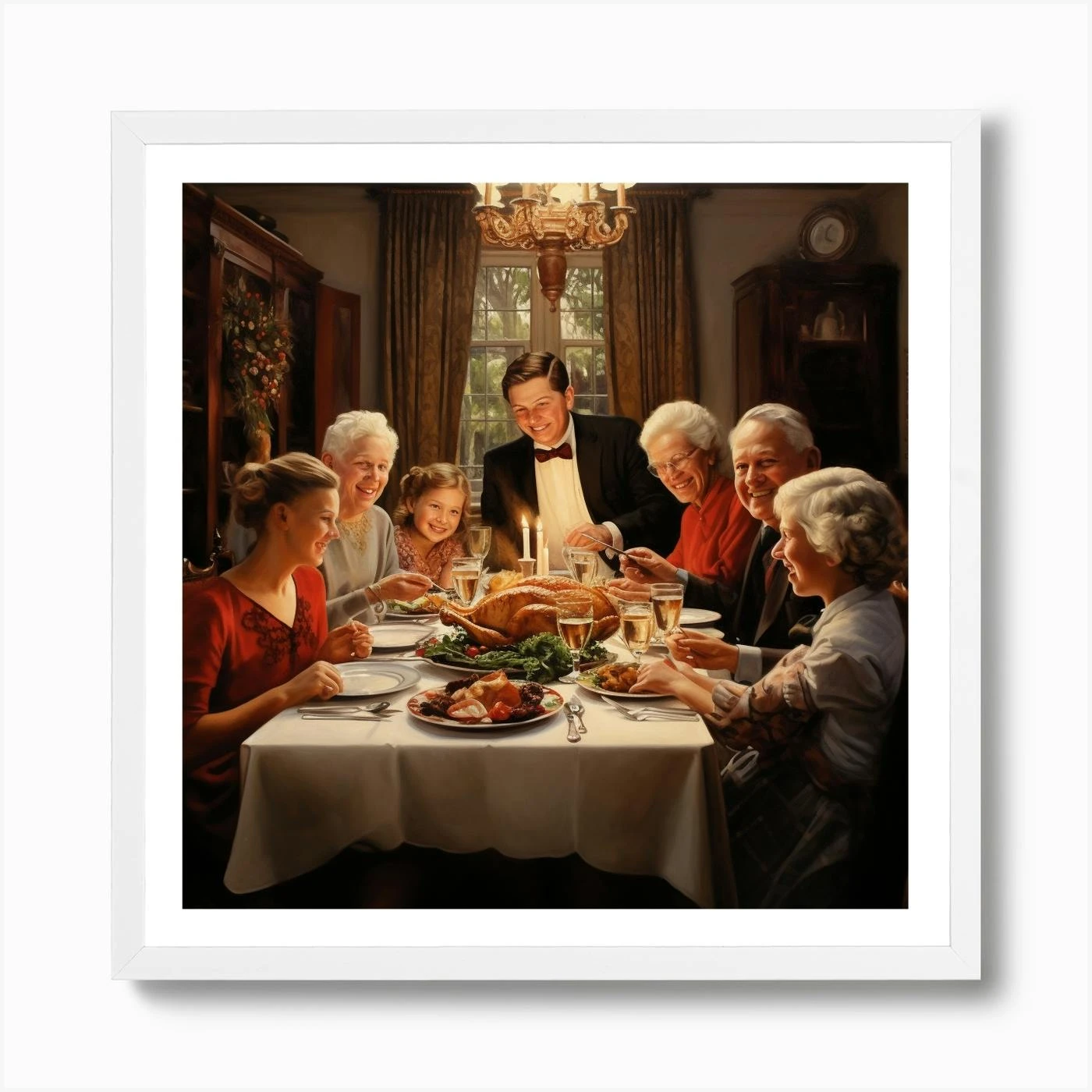 Christmas Dinner With Happy Family And Friends 1 Art Print 6 Christmas Dinner With Happy Family And Friends 1 Art Print - Image 4