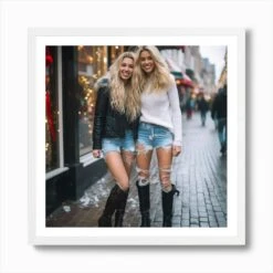 Sexy Girls Wearing Ripped Short Jeans And Boots On Christmas Eve In Amsterdam 1 Art Print -Xmas Gifts Hub m2Fgen2Fart print square framed white2F2a1a1cb6 2388 4391 ab5b 4bbd6c54a3f1