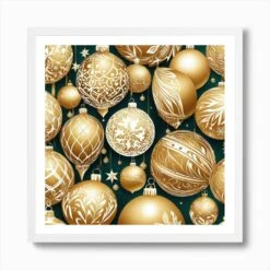 Christmas Ornaments 3 Art Print -Xmas Gifts Hub m2Fgen2Fart print square framed white2F2f144f94 5864 4149 810e 1588eb5c64c8