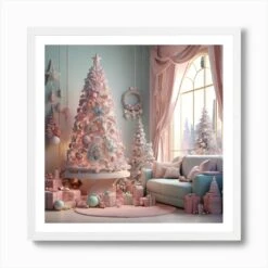 Christmas Tree In The Living Room Art Print -Xmas Gifts Hub m2Fgen2Fart print square framed white2F3441cce3 9784 4732 983e 21c7eeb03051