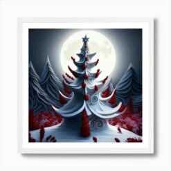 Fantasy Christmas Tree Art Print -Xmas Gifts Hub m2Fgen2Fart print square framed white2F3675401e 496a 4a18 8de9 10d735d5738c