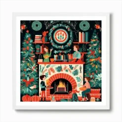 Christmas Tree 25 Art Print -Xmas Gifts Hub m2Fgen2Fart print square framed white2F370154f5 b7e0 4958 8d95 4da0524089a6