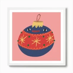 Christmas Ball Art Print -Xmas Gifts Hub m2Fgen2Fart print square framed white2F3750acfe 9ca1 4cfd 8aae dc09efe5f7b4