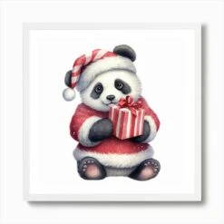 Christmas Panda Art Print -Xmas Gifts Hub m2Fgen2Fart print square framed white2F41b48cac 5d02 4745 96c4 1bf36355566c