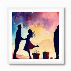 Christmas Couple Art Print -Xmas Gifts Hub m2Fgen2Fart print square framed white2F4563ff5c 8d9f 41be ba2f 92af33f33960