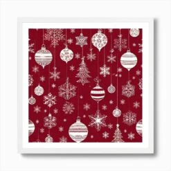 Christmas Ornaments 40 Art Print -Xmas Gifts Hub m2Fgen2Fart print square framed white2F45e54fee 4125 4b71 9ad8 20bb250625a3