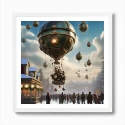 Steampunk Floating Christmas Art Print -Xmas Gifts Hub m2Fgen2Fart print square framed white2F502f6dc6 cc89 4f83 8fdf 5a2739cff07f