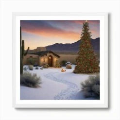 Beautiful Christmas Scene In The Desertvf Art Print -Xmas Gifts Hub m2Fgen2Fart print square framed white2F5053aa34 a5c2 41ff 819e 6bd83e7d06f0