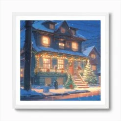 Christmas Decorated Home Outside Golden Ratio Fake Detail Trending Pixiv Fanbox Acrylic Palette (5) Art Print -Xmas Gifts Hub m2Fgen2Fart print square framed white2F50ec8032 901c 491e 9adc 881d2d255dba