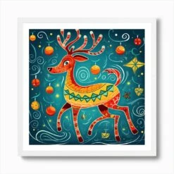 Christmas Deer Vector Art Print -Xmas Gifts Hub m2Fgen2Fart print square framed white2F547948b0 787f 4f8e 9461 e1b28ed86b0a