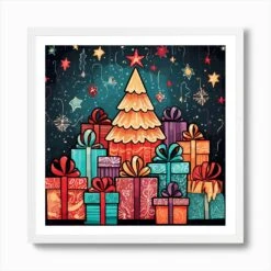 Christmas Tree 17 Art Print -Xmas Gifts Hub m2Fgen2Fart print square framed white2F54d0f2d0 9879 4c77 9b34 1f09c75637c7