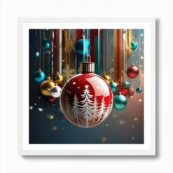 Christmas Ornaments 141 Art Print -Xmas Gifts Hub m2Fgen2Fart print square framed white2F5684bf5c b99b 4015 8e14 1887ee64a572