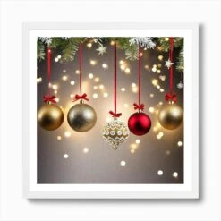 Christmas Tree With Ornaments 3 Art Print -Xmas Gifts Hub m2Fgen2Fart print square framed white2F58612b72 c5ef 4872 b6b4 b829ac6d8c5b