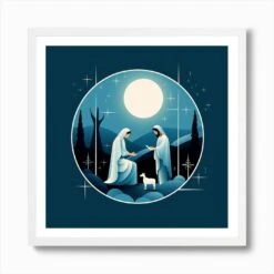 Nativity Scene Christmas 2 Art Print -Xmas Gifts Hub m2Fgen2Fart print square framed white2F5c9da220 320f 4bf0 91fc 3216ae950495