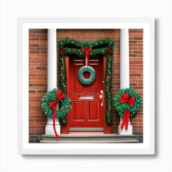 Christmas Door 13 Art Print -Xmas Gifts Hub m2Fgen2Fart print square framed white2F5fb10225 efff 45d0 a3c4 8ef399670268