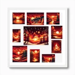 Sunset In The Christmas Forest, Christmas Tree Art, Christmas Tree, Christmas Vector Art, Vector Art, Christmas Art, Christmas, Red Forest, Collage , Collage Art Art Print -Xmas Gifts Hub m2Fgen2Fart print square framed white2F65494759 64a1 4d6b b740 abbd45f6135e