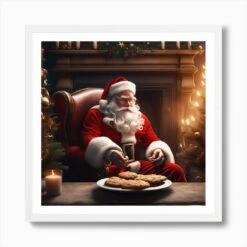Christmas Santa 12 Art Print -Xmas Gifts Hub m2Fgen2Fart print square framed white2F65cf53f9 ecbd 4163 b8bf 52155c89878b