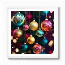 Christmas Ornaments 156 Art Print -Xmas Gifts Hub m2Fgen2Fart print square framed white2F6b0129ec 56cd 48db 9fd0 e032da4e9226