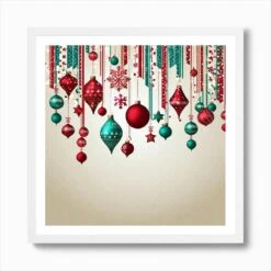 Christmas Ornaments 96 Art Print -Xmas Gifts Hub m2Fgen2Fart print square framed white2F6d490fd4 2adc 4d6d b965 80a2658a793d