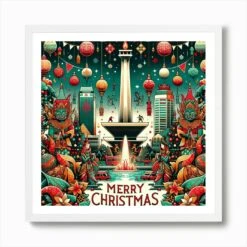 Christmas In Indonesia 2 Art Print -Xmas Gifts Hub m2Fgen2Fart print square framed white2F6da9c171 df09 47f8 add1 cf7af9cbd7c3