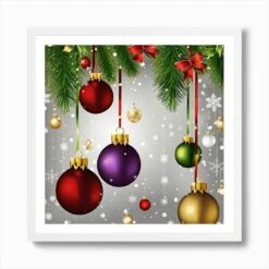 Christmas Ornaments 93 Art Print -Xmas Gifts Hub m2Fgen2Fart print square framed white2F6f70875b a8a3 4daa 9d34 8fadb413d581