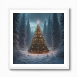 Christmas Tree In The Forest 73 Art Print -Xmas Gifts Hub m2Fgen2Fart print square framed white2F7aeff697 b5a2 4b30 9df3 44bb9a49c7be